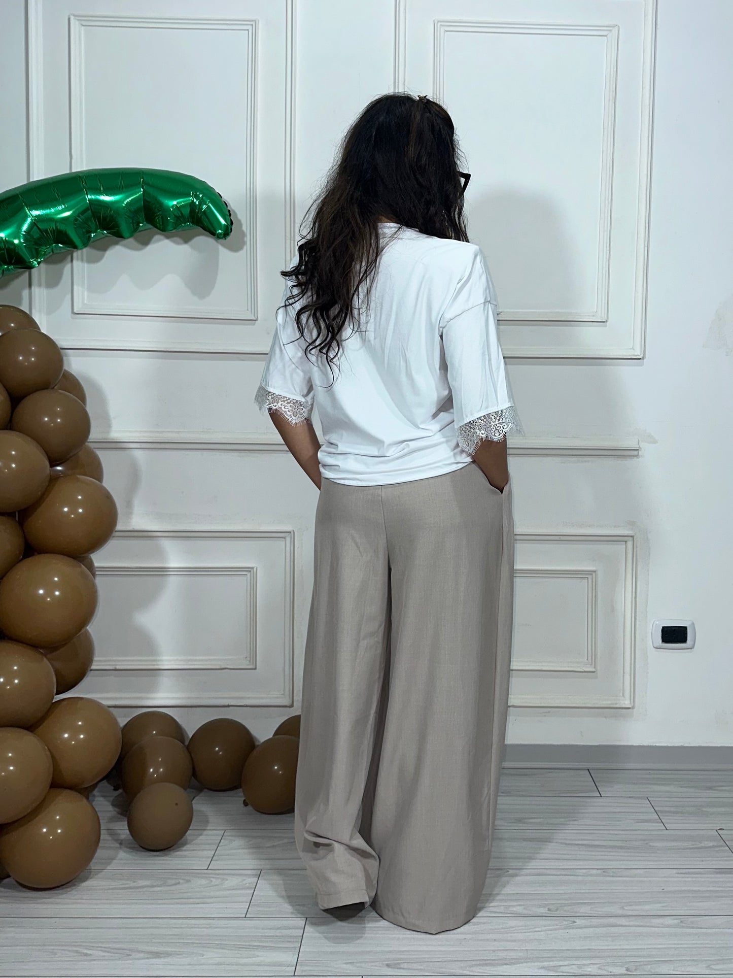 T-shirt over riporto pizzo