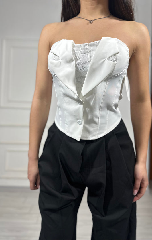 Top corsetto riporto pizzo
