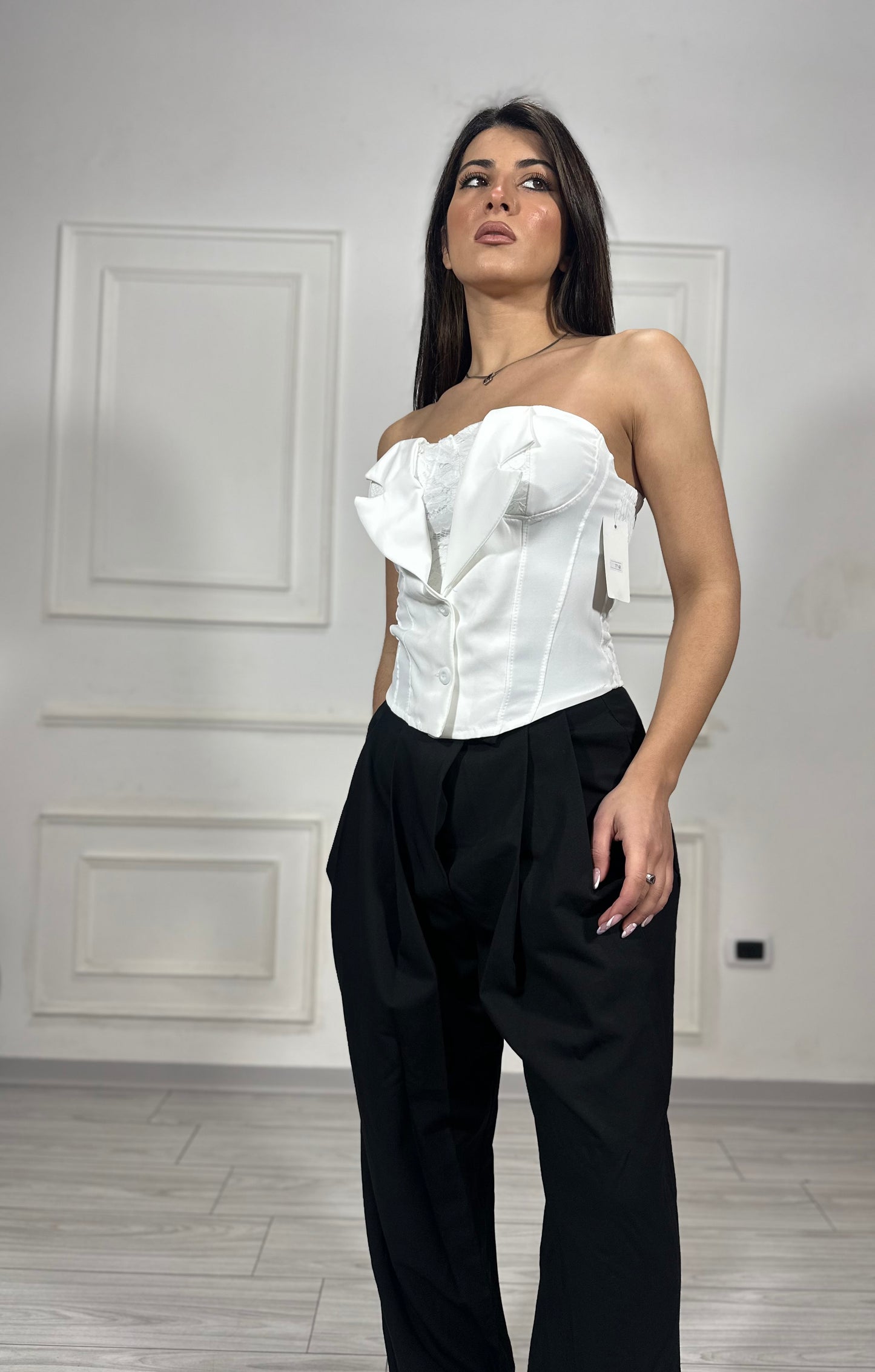 Top corsetto riporto pizzo