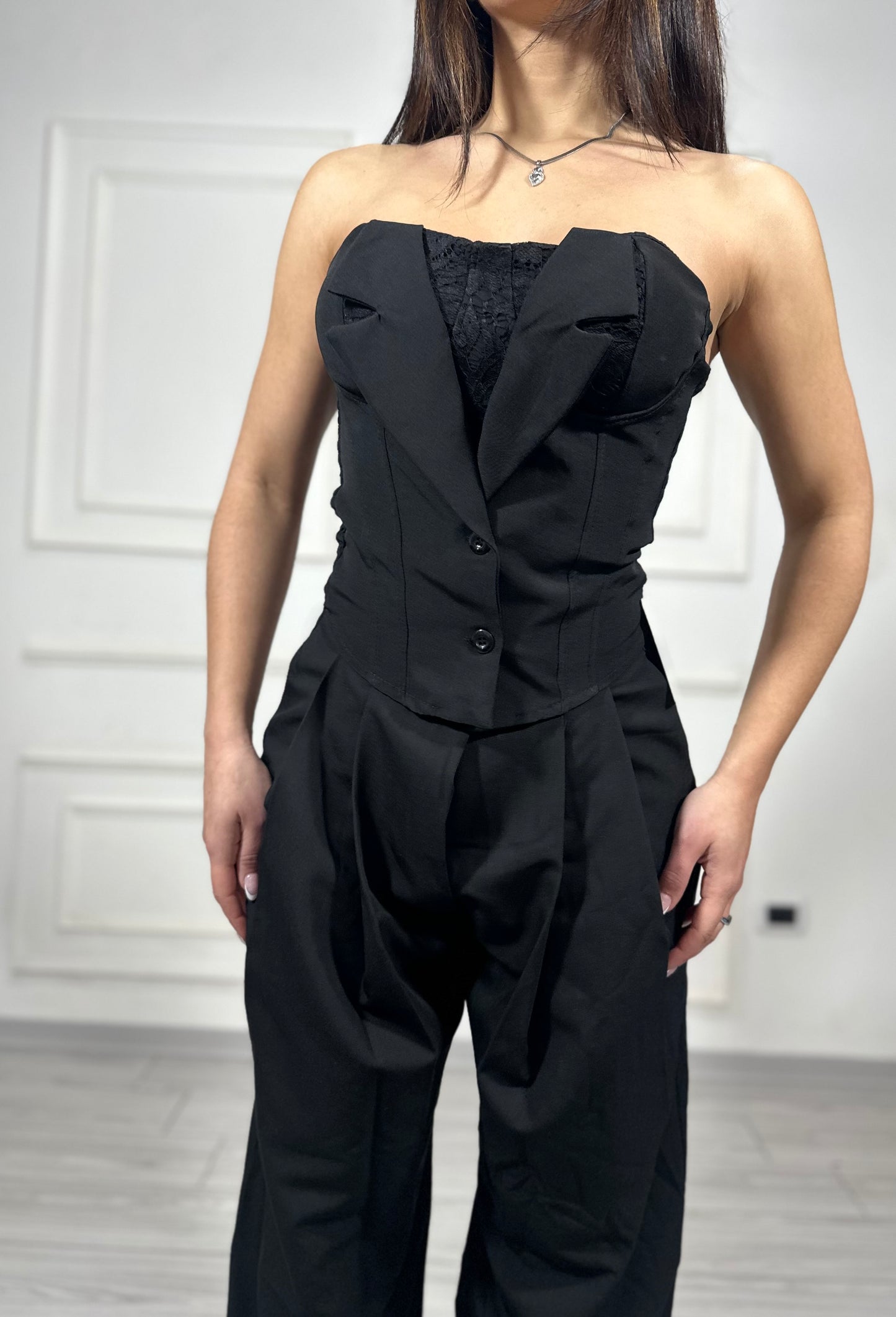 Top corsetto riporto pizzo