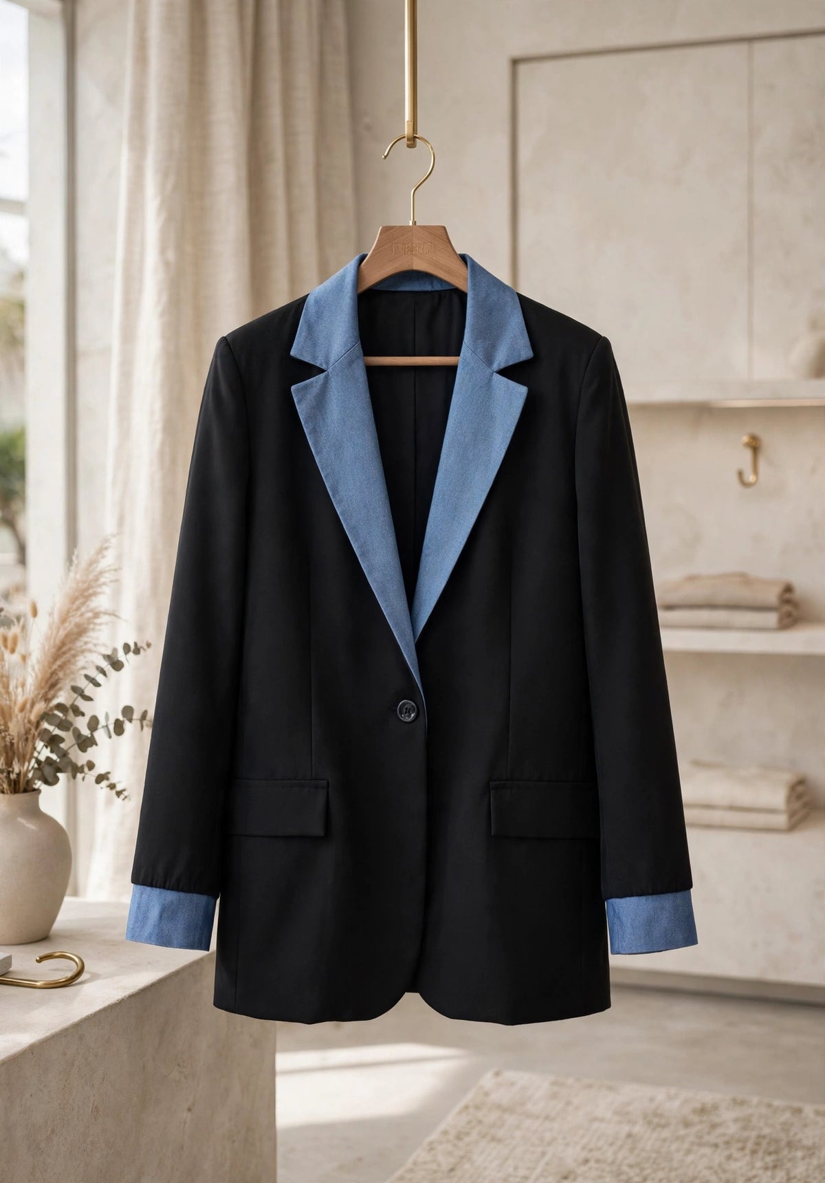 Blazer riporto denim