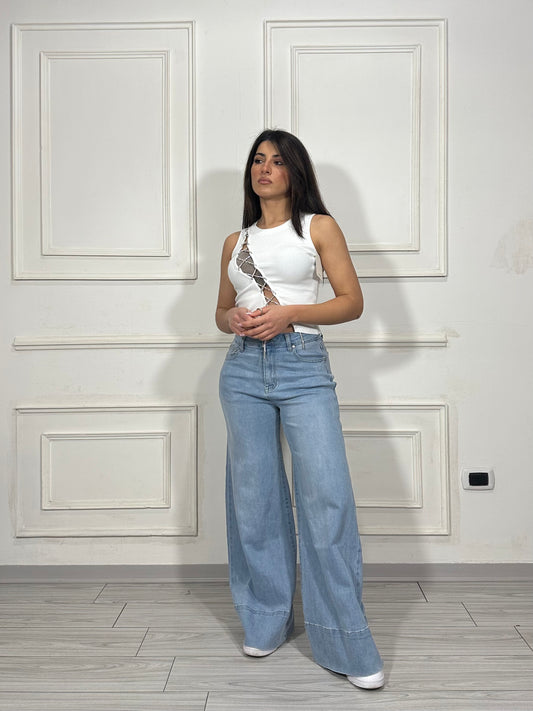 Jeans tasche strass