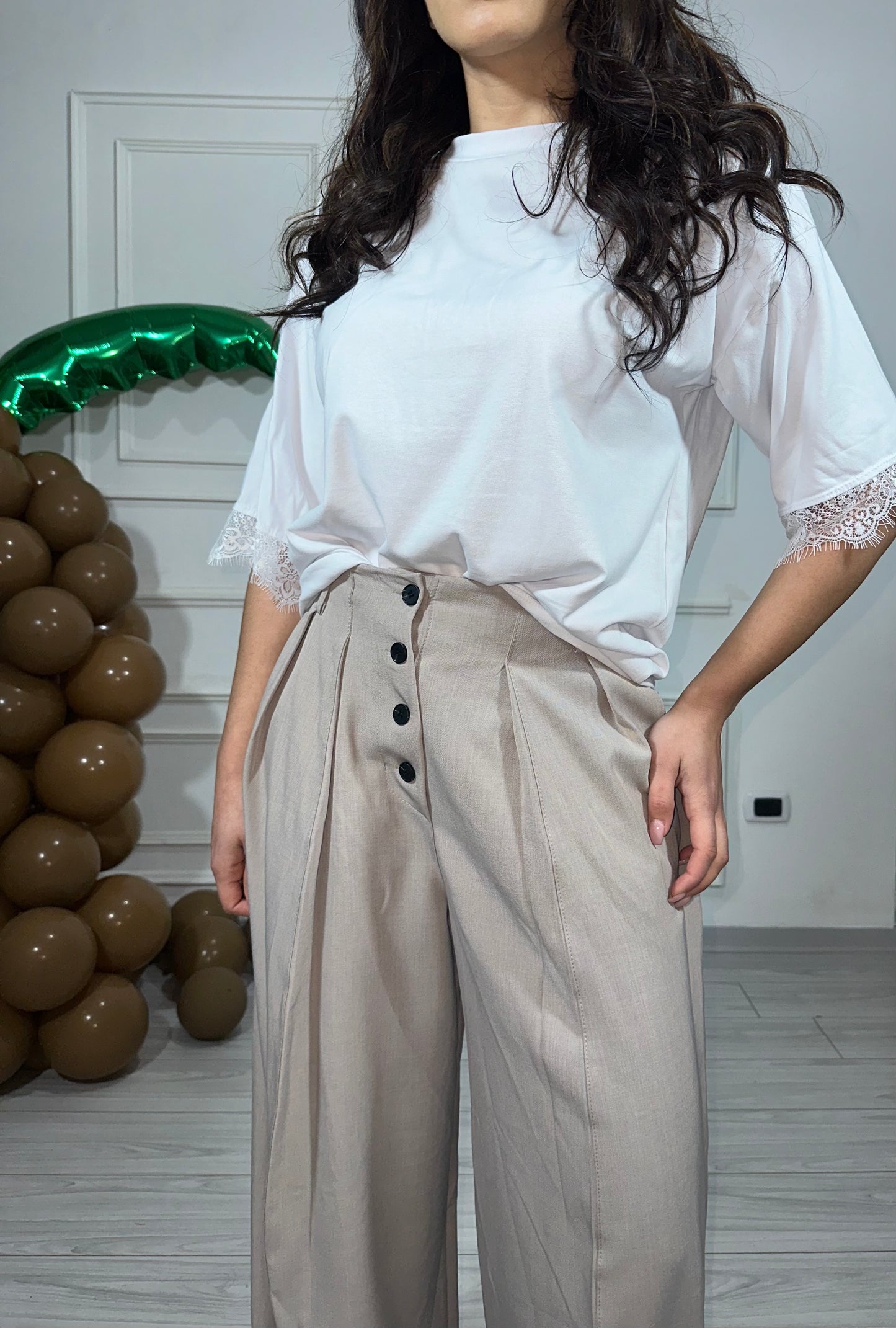 T-shirt over riporto pizzo