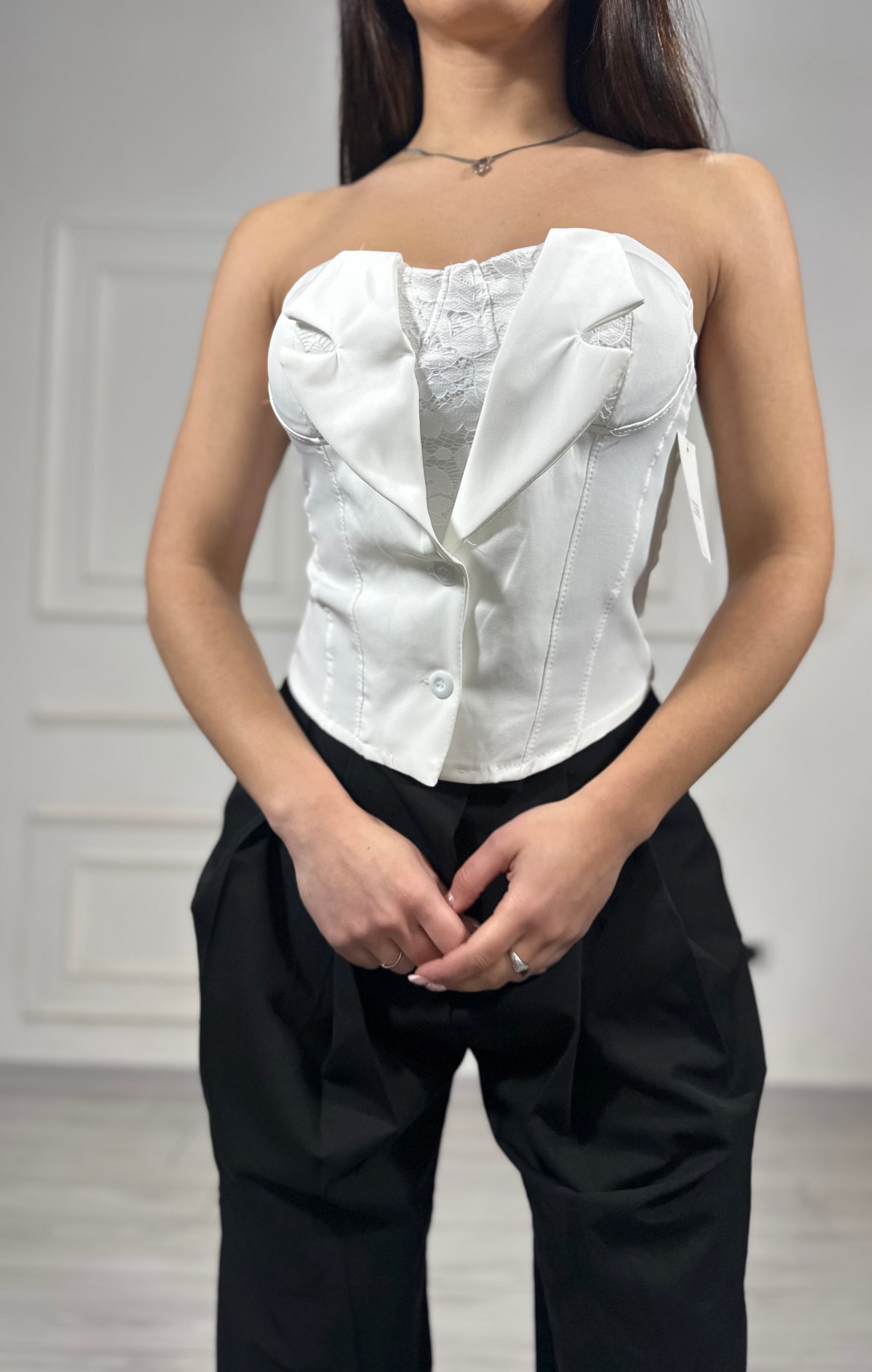 Top corsetto riporto pizzo