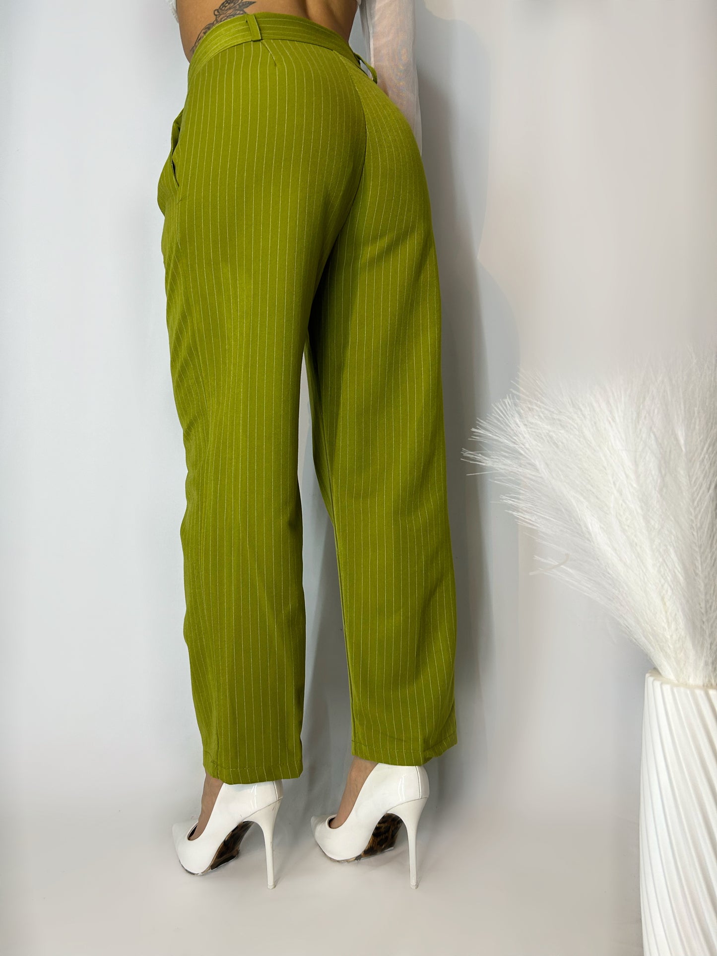 Pantalone Gessato Verde Acido